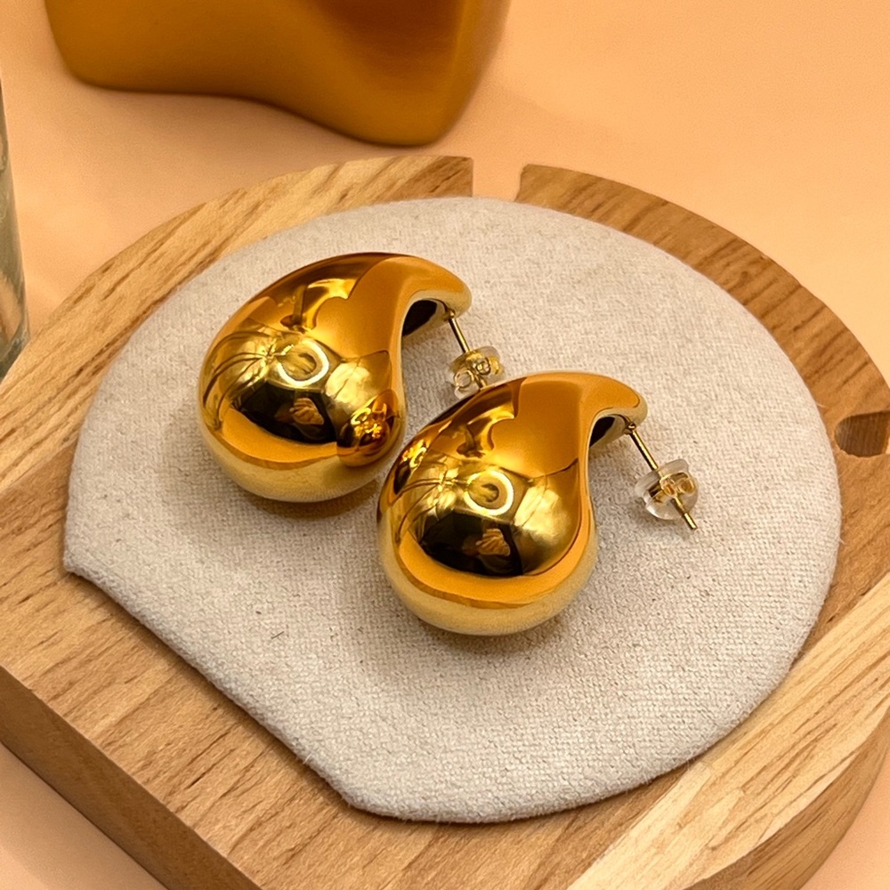 Shiny Gold Earrings•Gift For Her•Trend Stud
